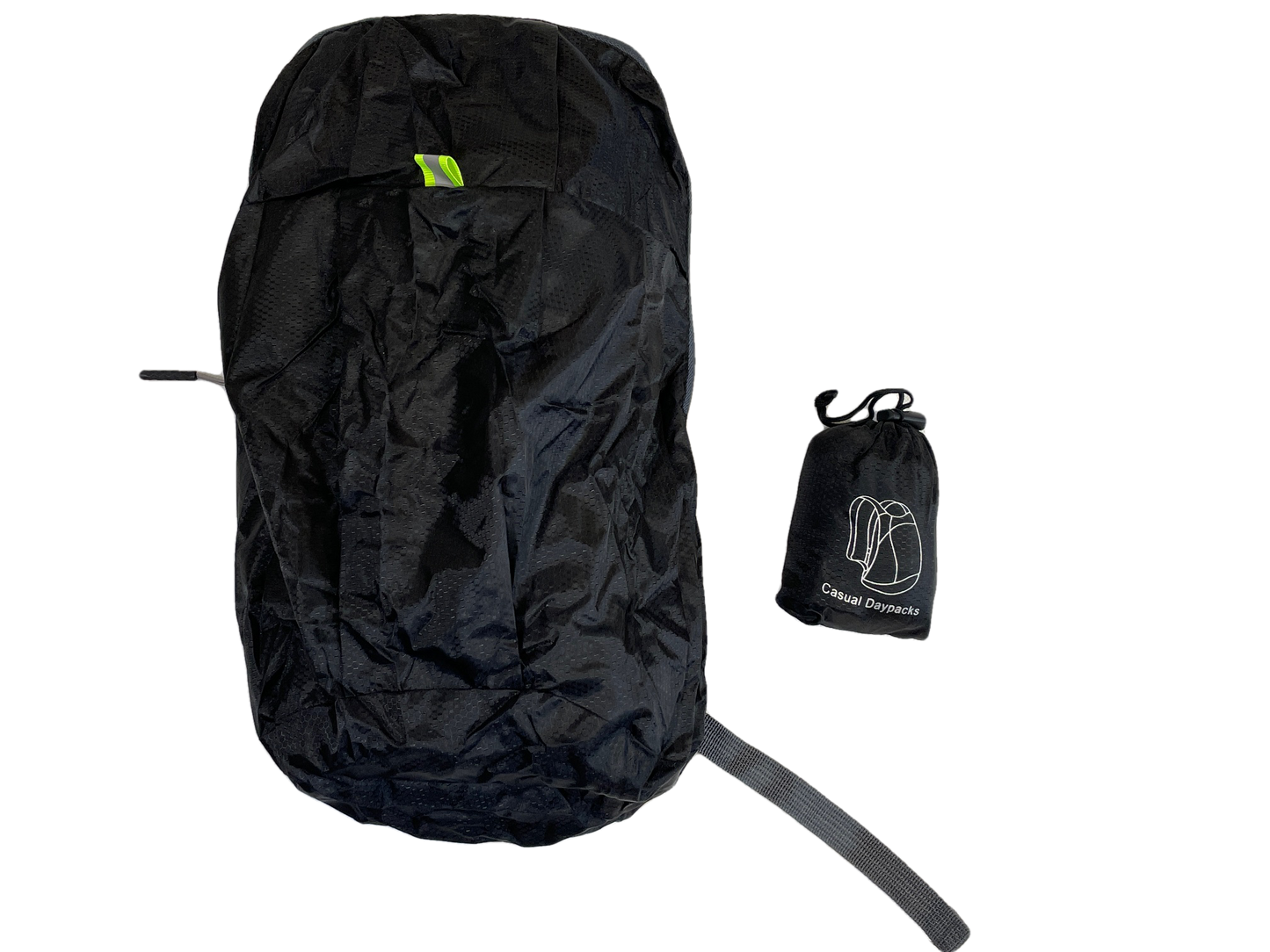 Black polyester day pack