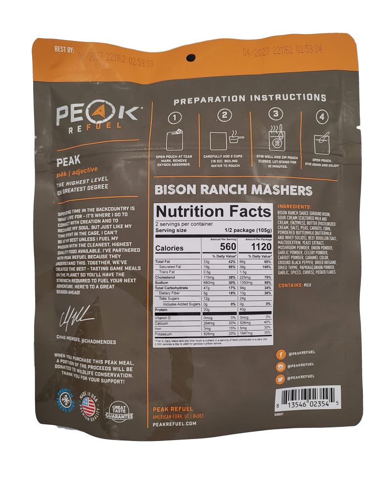 bison ranch mashers nutrition