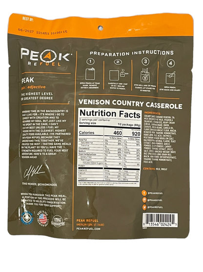 venison country casserole peak refuel nutrition facts